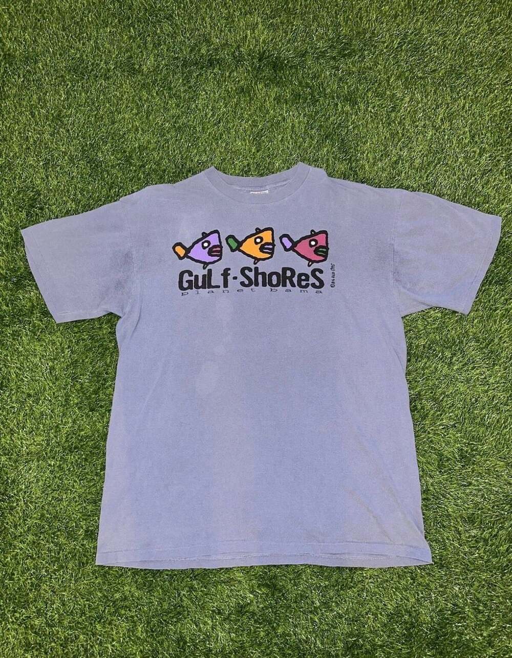 Vintage 1995 Big Hed Gulf Shores Planet Bama Fish T-Shirt